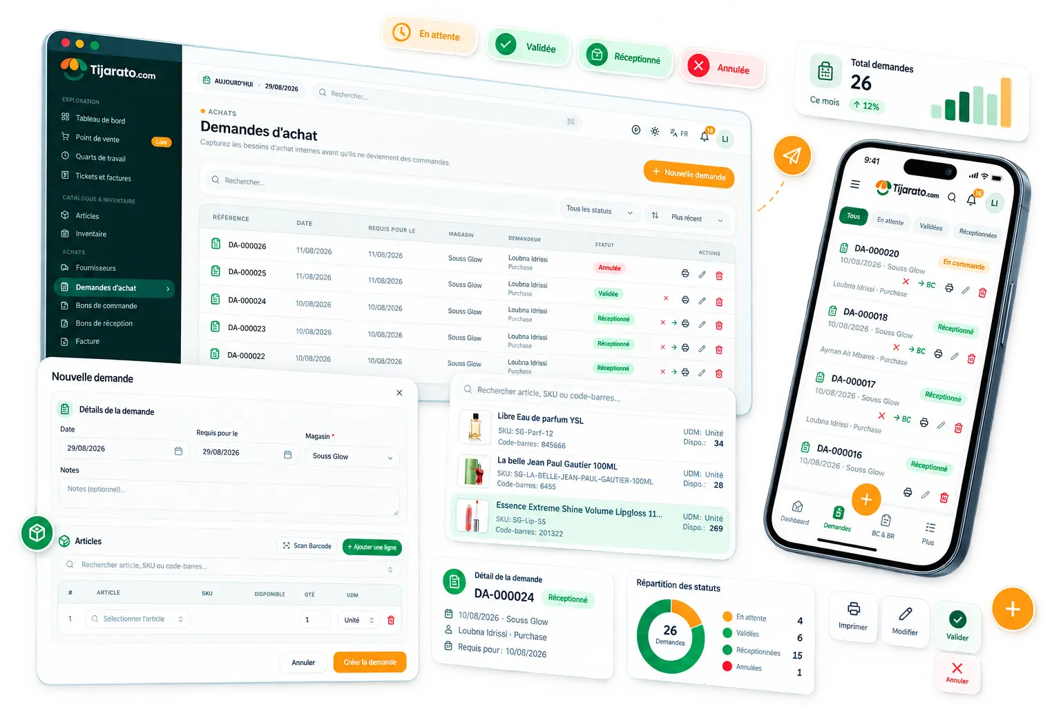 Purchase request converted into an order