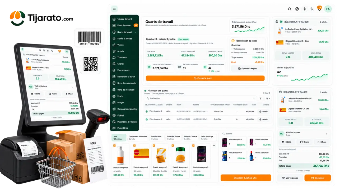 Tijarato interface - point of sale and dashboard